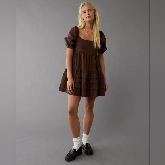 American Eagle Outfitters Dresses & Skirts - American Eagle Puff Sleeve Corduroy Dress